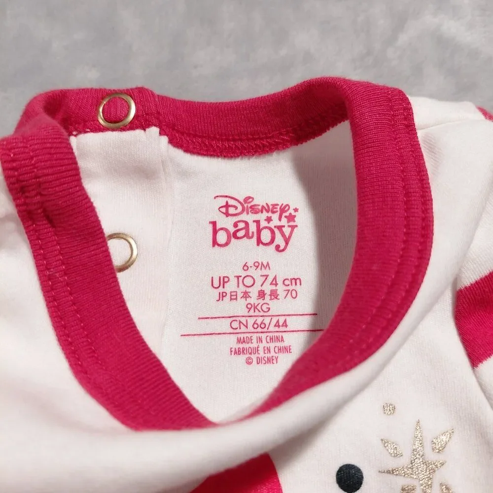 Disney Baby 6-9M 100% Cotton Christmas Joy Mickey Mouse Long Sleeve Bodysuit